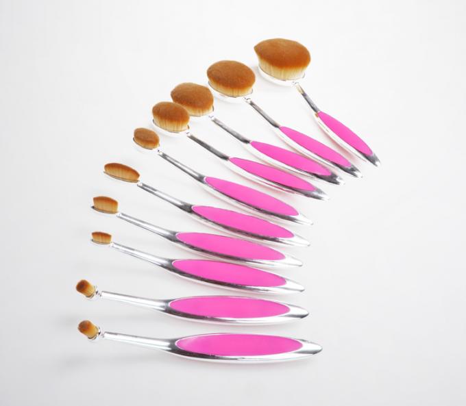 Επαγγελματική καθορισμένη συνθετική τρίχα βουρτσών Makeup 10 κομματιού ωοειδής με τη συνήθεια λογότυπων