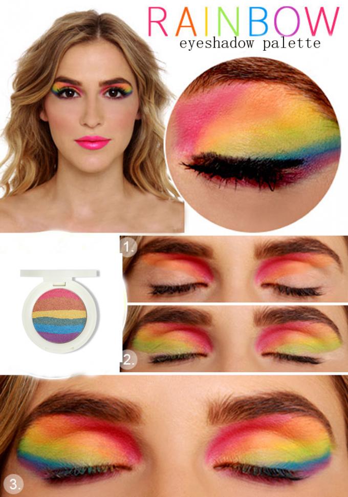 Καλλυντικά Makeup ματιών Highlighter ουράνιων τόξων με 6 σε 1 εξάρτηση πυράκτωσης Makeup, λογότυπο συνήθειας